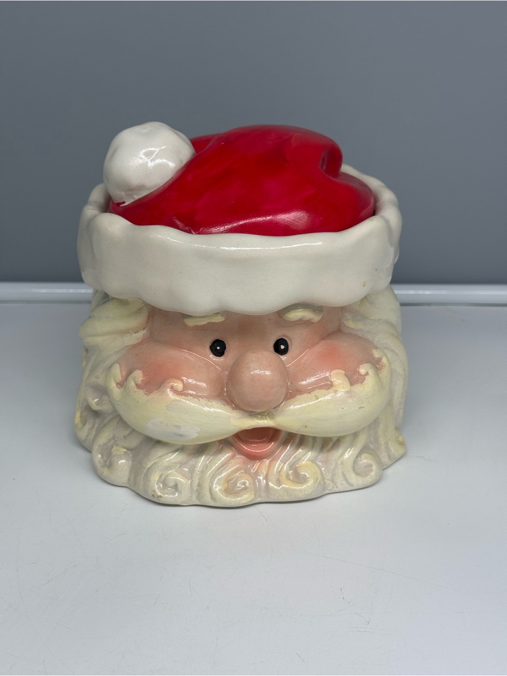 Vintage Republic Import Company Santa Cookie, Candy or Snack Jar Glazed Ceramic